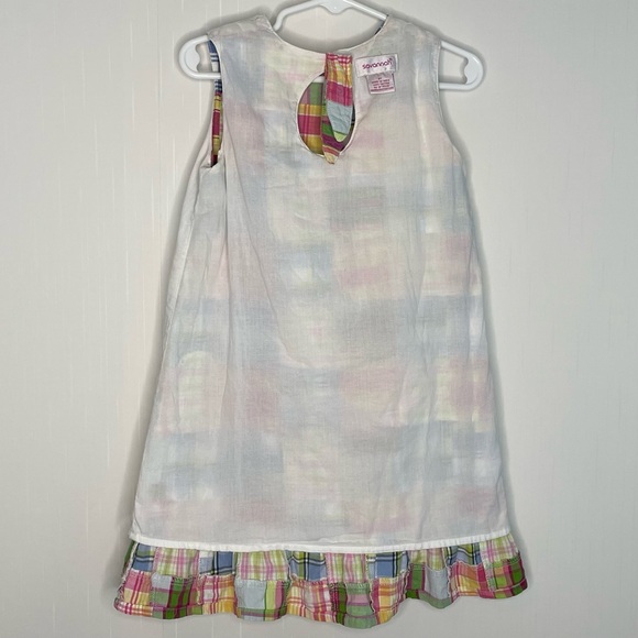 Savannah Girls Patchwork Ruffle Dress Multicolor Lined Cotton Size 5T - Picture 10 of 12
